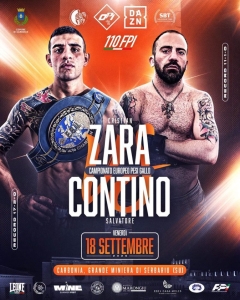 Il 18 settembre a Carbonia l’europeo dei pesi gallo Zara vs Contino