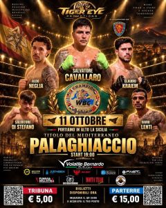 Oggi a Catania Salvatore Cavallaro combatterà per il “Mediterraneo” WBC dei super medi