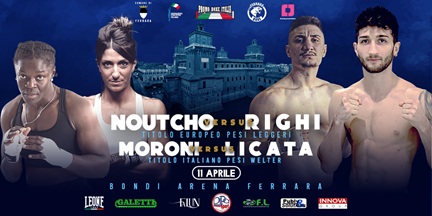 Il programma ufficiale PROMOBOXE  Italia di venerdì a Ferrara. Clou sfida Ebu Noutcho vs  Righi