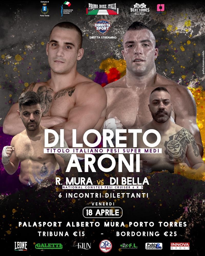 I pesi ufficiali  di Porto Torres . Clou Tricolore supermedi :L. Di Loreto vs  A. Aroni domani sera