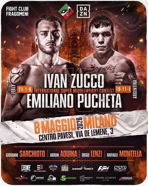L'8 maggio al Centro  Pavesi di Milano  Ivan Zucco contro Emiliano Pucheta